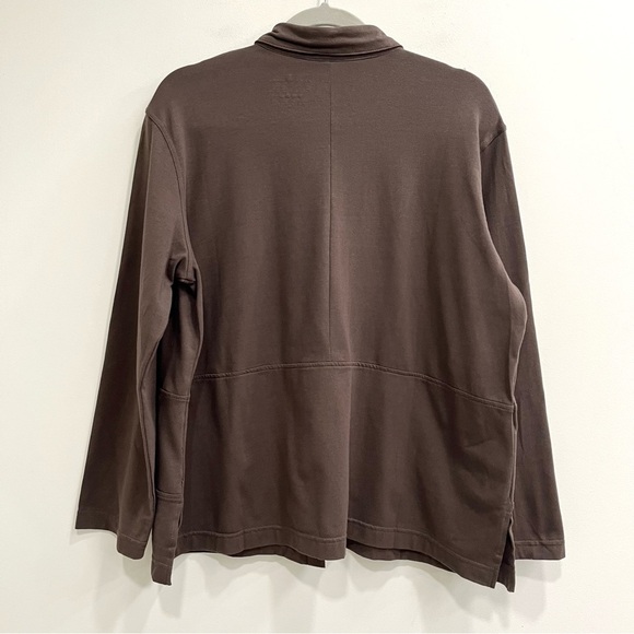 White Lotus by Neon Buddha chocolate brown button front jacket cotton spandex M - Picture 2 of 7